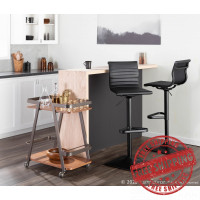 Lumisource BS-MASTER BKBK Masters Contemporary Barstool in Black Metal and Black Faux Leather